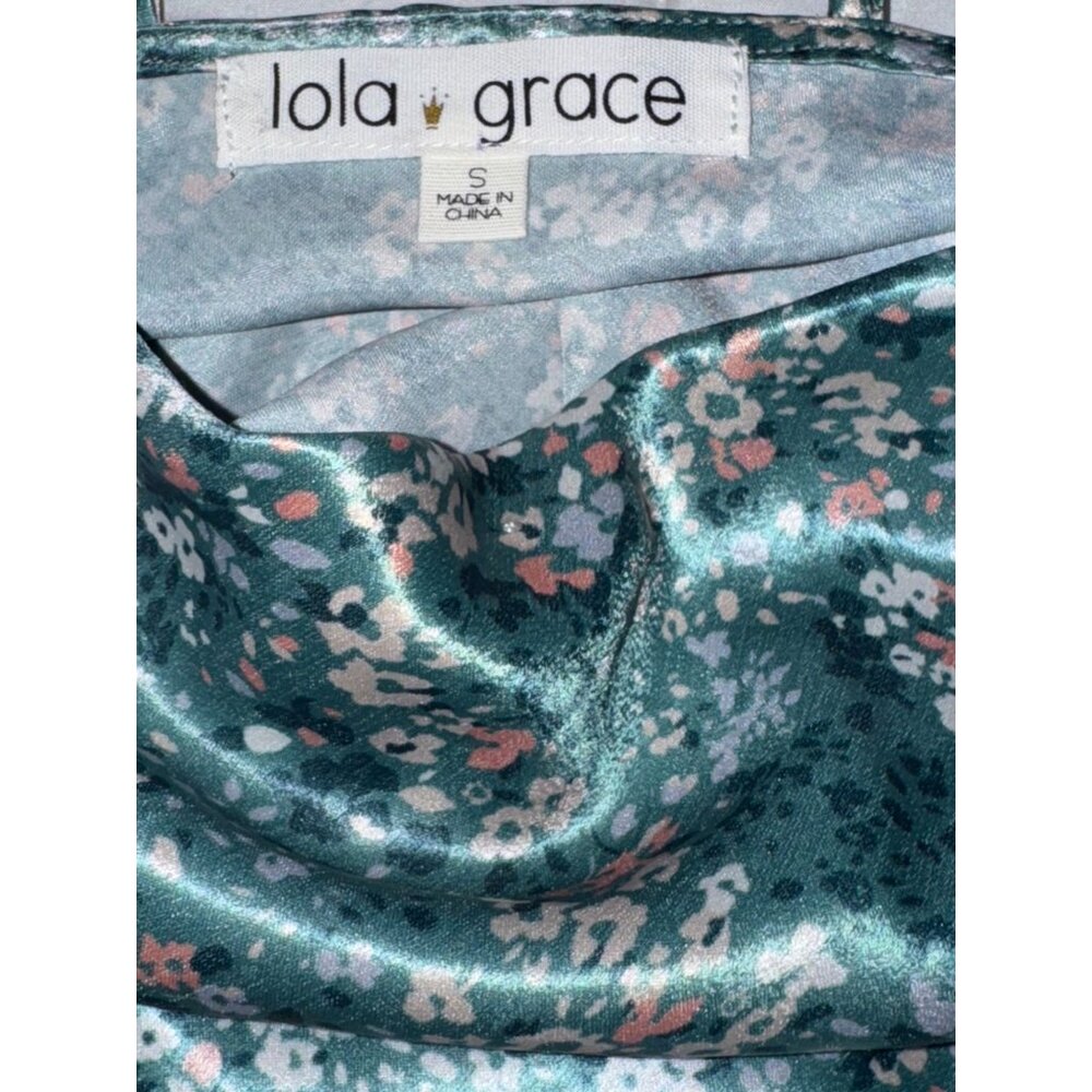 Lola Grace Sleeveless Floral Print Satin Slip Dress S - Picture 2 of 8